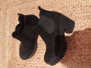 Botines negros bajos tacón plataforma