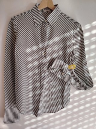 Camicia donna a righe grigio/bianco