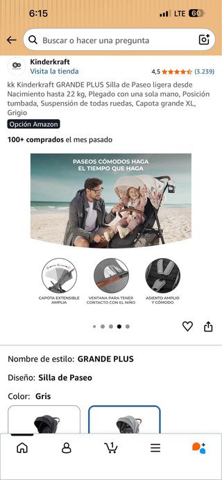 Silla de Paseo Kinderkraft Grande Plus Gris