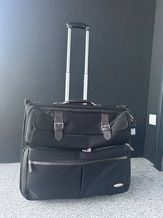 Mala de viagem Samsonite preta e castanha