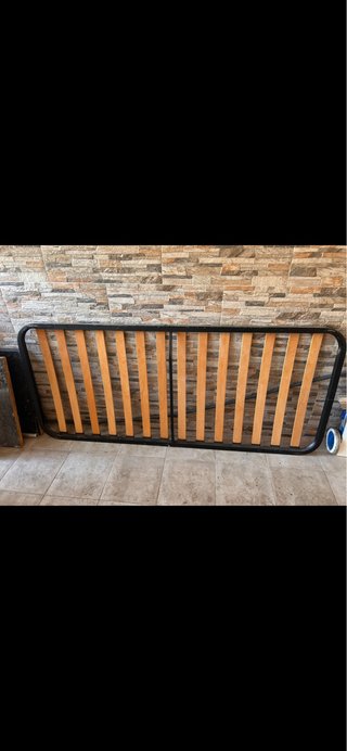 Somier cama metálico con lamas de madera