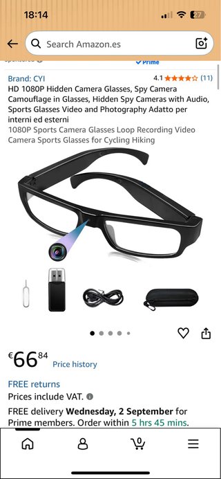 Gafas con camara negras NUEVAS