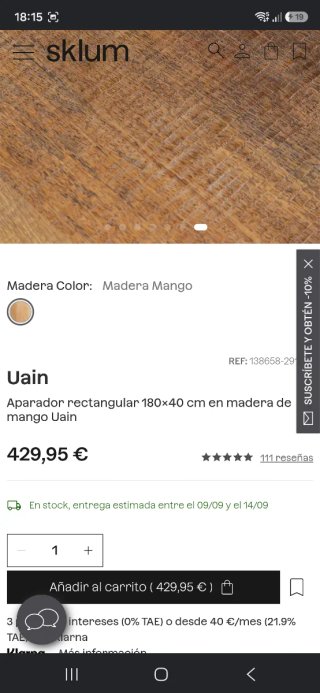 Aparador Madera Maciza Sklum. Completamente nuevo.