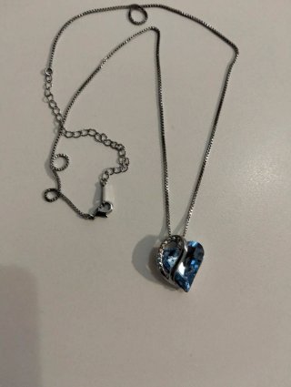 Collar Corazón Infinito Azul y Plateado