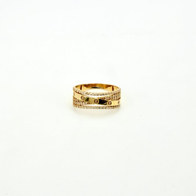 Anillo de oro de 18k circonitas, 3.09 g, T-21.
