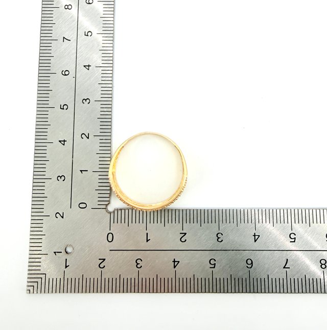 Anillo de oro de 18k circonitas, 3.09 g, T-21.