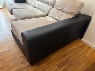 Sofá Chaise Longue 3 Plazas Piel y Tela
