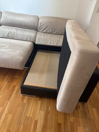Sofá Chaise Longue 3 Plazas Piel y Tela