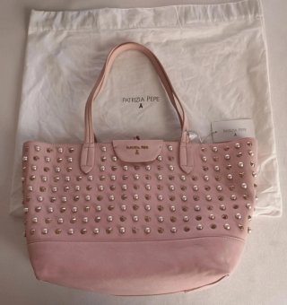 Borsa shopping Patrizia Pepe rosa borchie