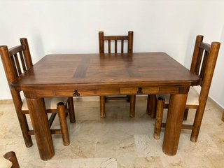 Mesa y 4 Sillas Madera Mexicana Maciza