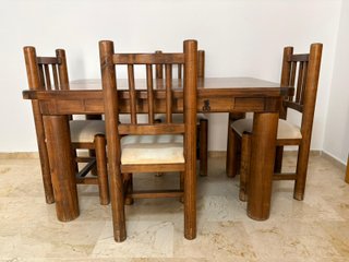 Mesa y 4 Sillas Madera Mexicana Maciza