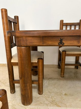 Mesa y 4 Sillas Madera Mexicana Maciza