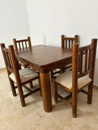 Mesa y 4 Sillas Madera Mexicana Maciza