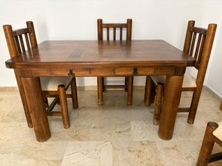 Mesa y 4 Sillas Madera Mexicana Maciza