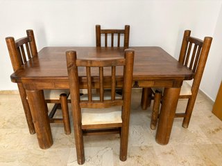 Mesa y 4 Sillas Madera Mexicana Maciza