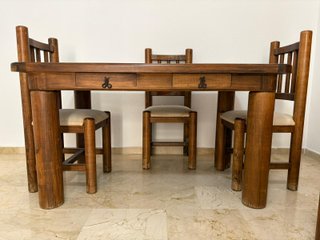Mesa y 4 Sillas Madera Mexicana Maciza