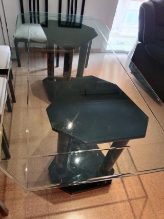 Mesa de salón cristal y metal