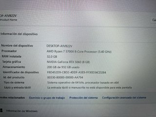 PC CompletoRTX 5060+monitor 200hz+garantia 3 años