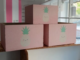Cajas de madera decoradas con piñas
