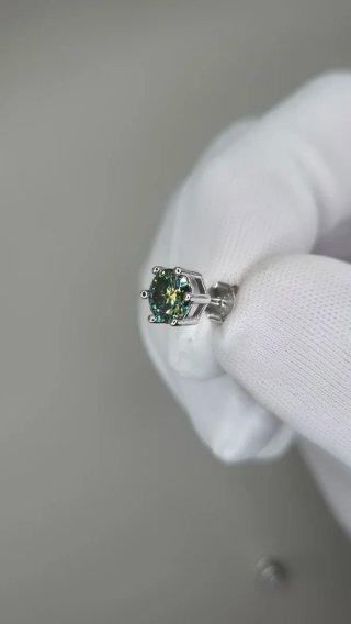 Pendientes Moissanita Verde Plata 2ct