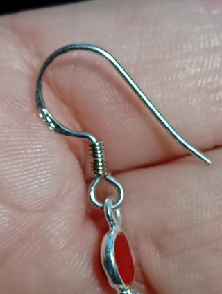 Pendientes Plata Ley coral rojo