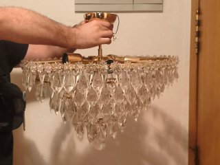 Lámpara de techo de cristal dorada