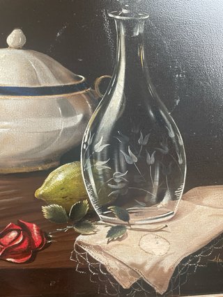 Quadro olio composizione frutta legno
