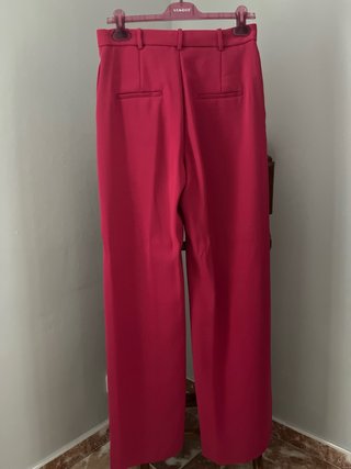 Pantalón traje rosa fresa
