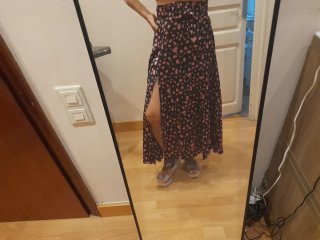 Falda larga Zara estampado.  Negro y rosa.