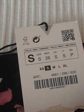 Falda larga Zara estampado.  Negro y rosa.