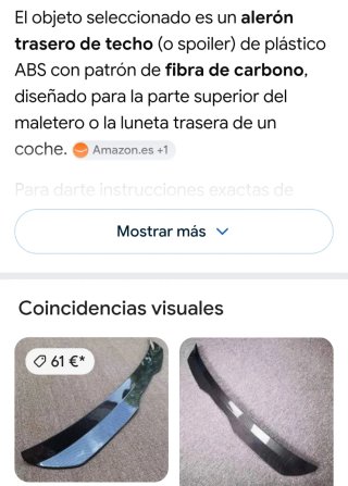 Alerón de techo de fibra de carbono