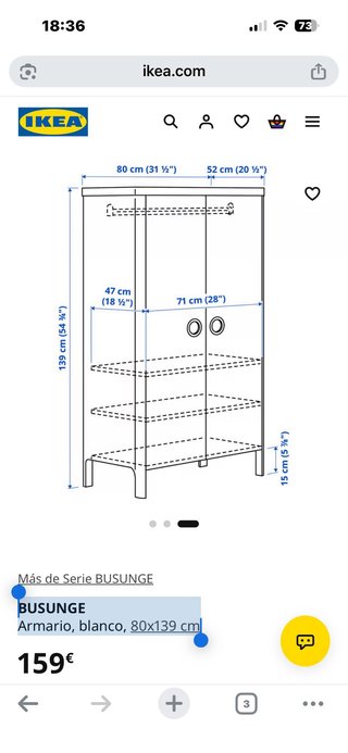 Armario Bunsunge Ikea Blanco