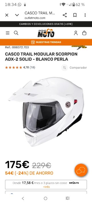 Casco Modular Scorpion ADX 2 Talla S