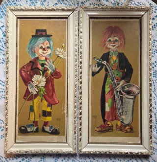2 Cuadros de Payasos Vintage