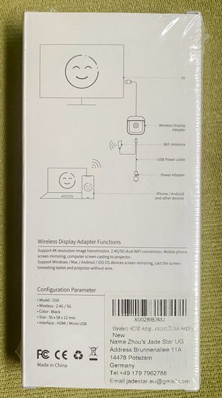 Adaptador Pantalla Inalámbrico G59.