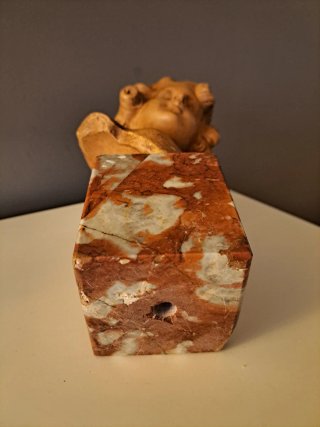 Busto Niña terracota y mármol Art Nouveau. Firmado