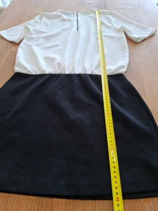 Vestido Mango S Blanco y Negro