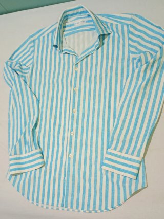 Camisa Italiana Campaniello de Rayas Celes Talla M