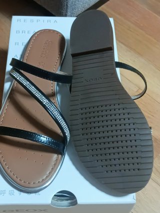 Sandalias Geox Mujer Talla 37 Negras y Plateadas