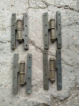 4 Bisagras Antiguas de Bronce