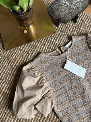Camisa Zara Beige/Marrón Smock Manga Abullonada