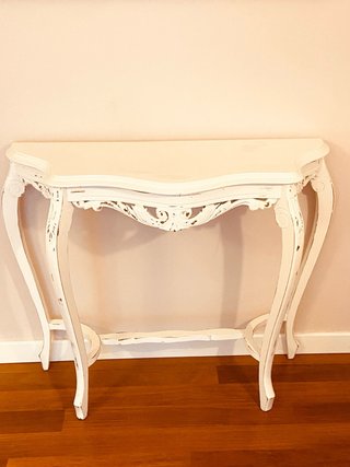 Mesa consola barroca madera blanca y dorada