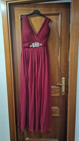 Vestido de fiesta burdeos largo
