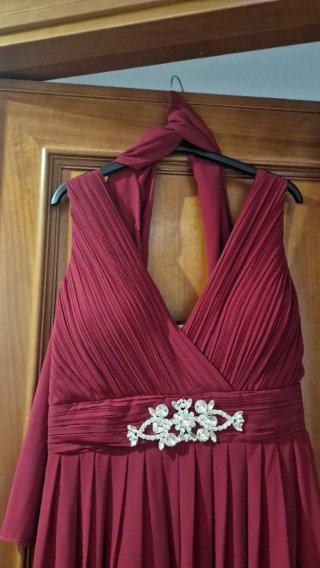 Vestido de fiesta burdeos largo
