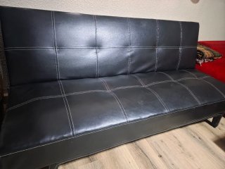 Sofá Cama Piel Sintética Negro