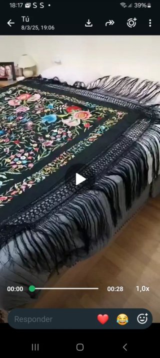 Manton de Manila Negro Bordado