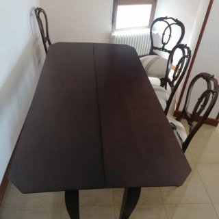 Mesa comedor extensible madera y tela