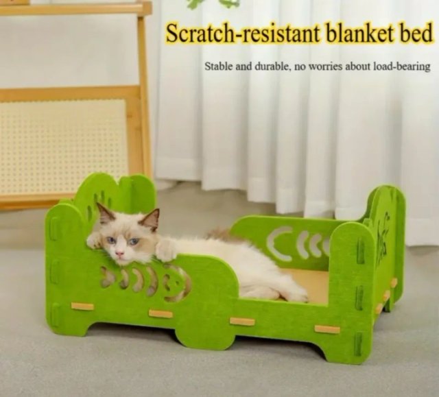 Cama Rascadora Gatos Doble Capa Verde