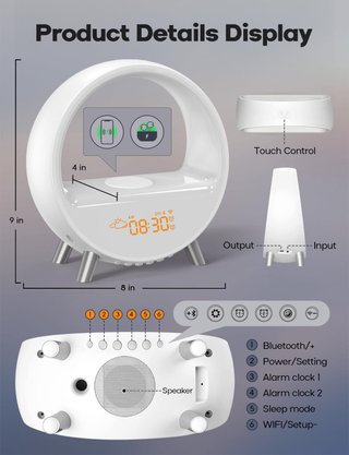 Despertador Carga Inalámbrica 15W Multicolor
