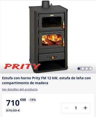 Estufa de leña Prity FM 12 kW con horno